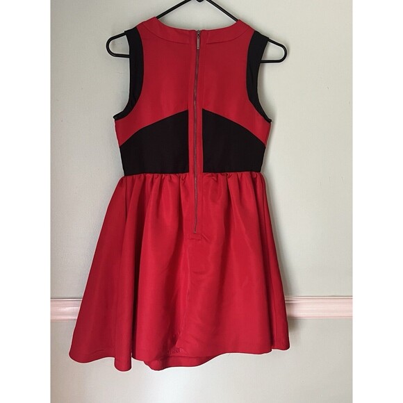 Prabal Gurung Fit Flare Party Dress 4 Red Lined Stretch Polyester Knee Length - Picture 3 of 8